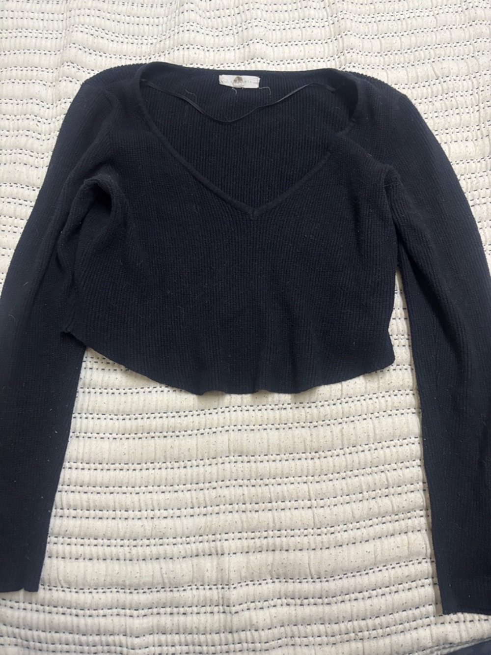 La Hearts Black Off-the-Shoulder V-Neck Sweater